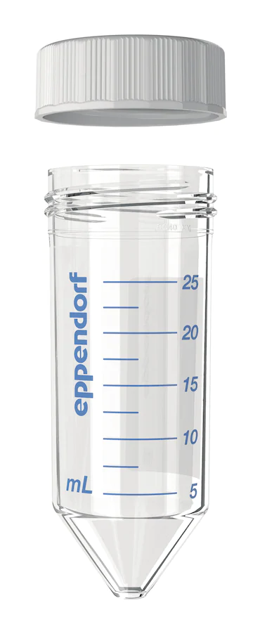 艾本德Eppendorf Conical Tubes 25 mL 帶螺旋蓋, 25 mL, 無菌、無熱原, 無RNase和DNase, 無DNA, 無色, 200 個(gè) (8 包 × 25 個(gè))
